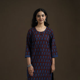 Natural Dyed Hand Block Bagh Print Cotton Suit Set with Dupatta for Women 28
