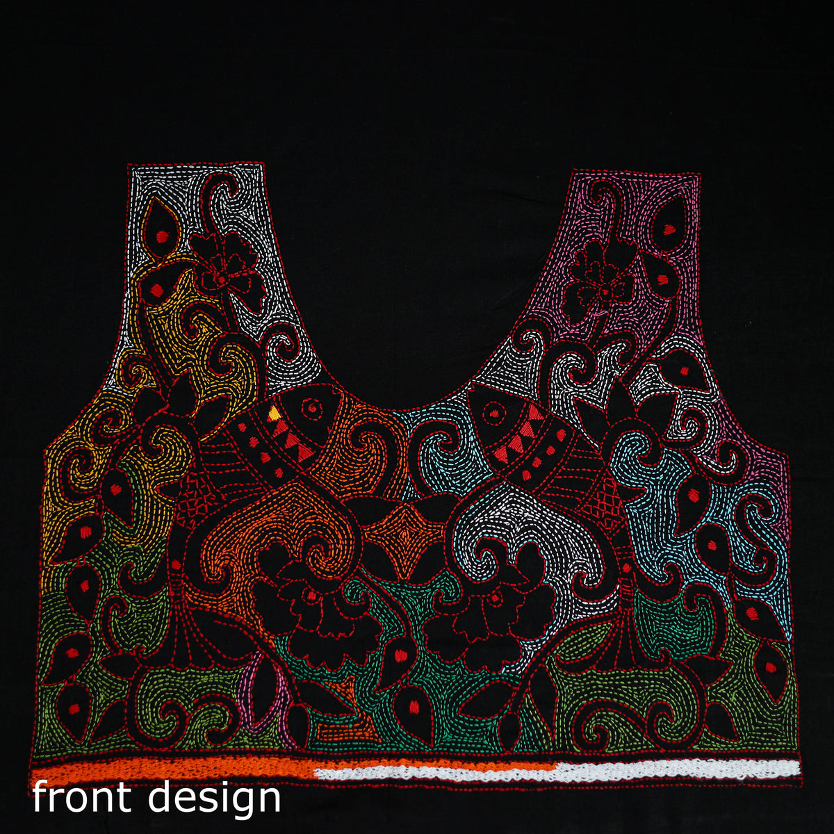 Bengal Kantha Hand Embroidered Cotton Blouse Piece 102