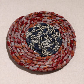  Upcycled Fabric Hand Braided Coaster 