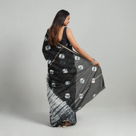 Black Elegant Tie & Dye Shibori Silk Saree Online in India