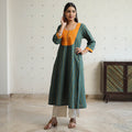 Buy Jacquard Weave Cotton Kurta with Ikat Patchwork 16 Online at iTokri.com