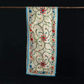 Beige - Ranihati Chanderi Silk Hand Embroidered Stole 98