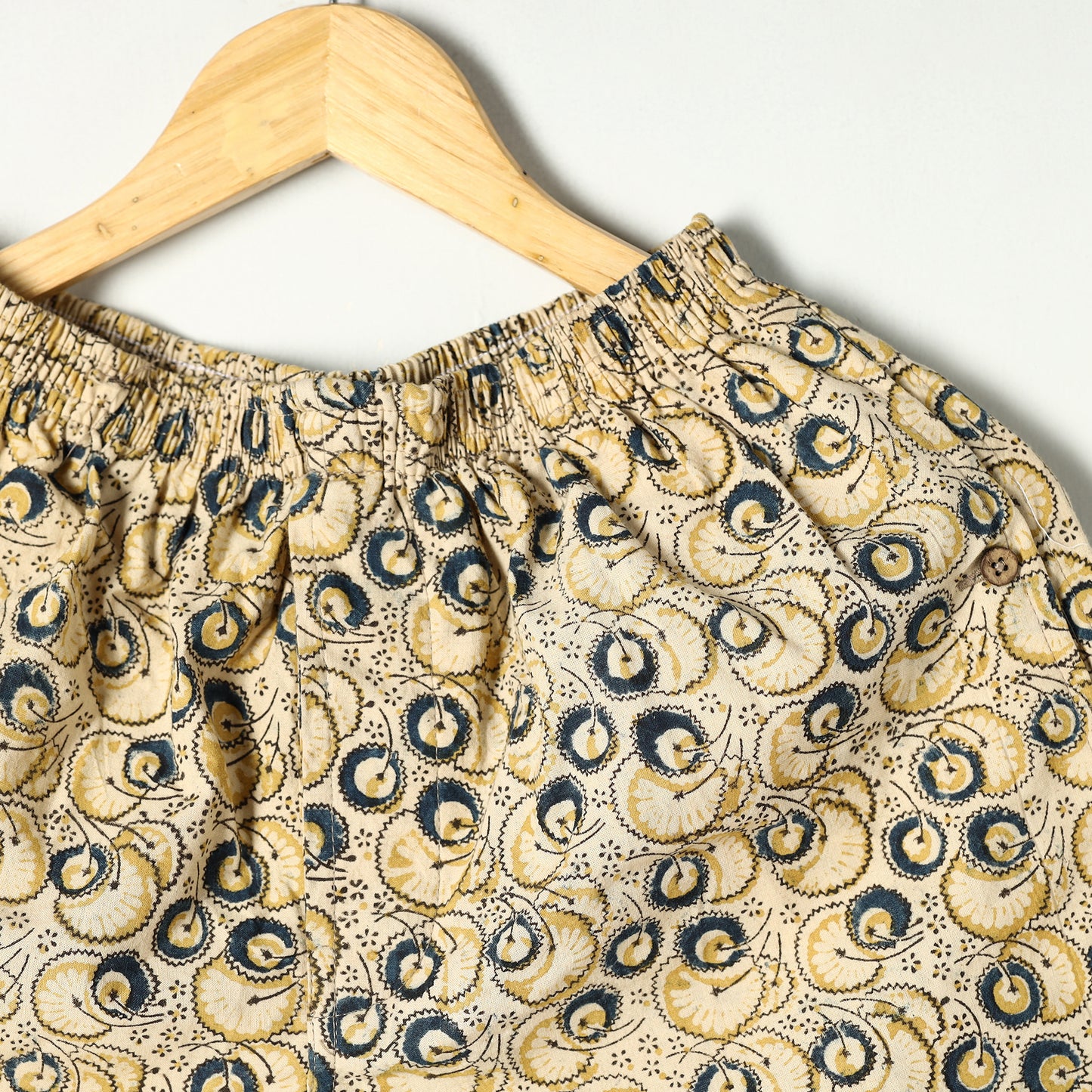 Beige - Kalamkari Block Printed Cotton Unisex Boxer/Shorts