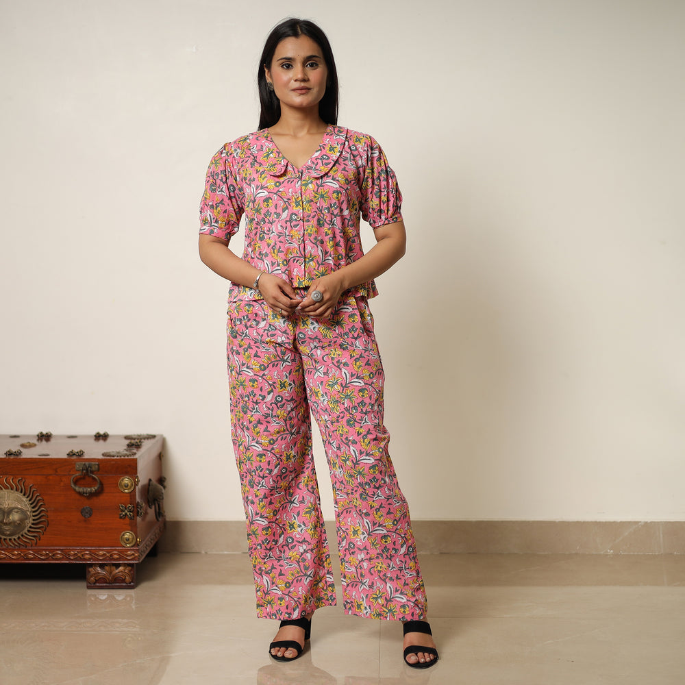 Pink - Sanganeri Block Printed Cotton Co-Ord Set 24