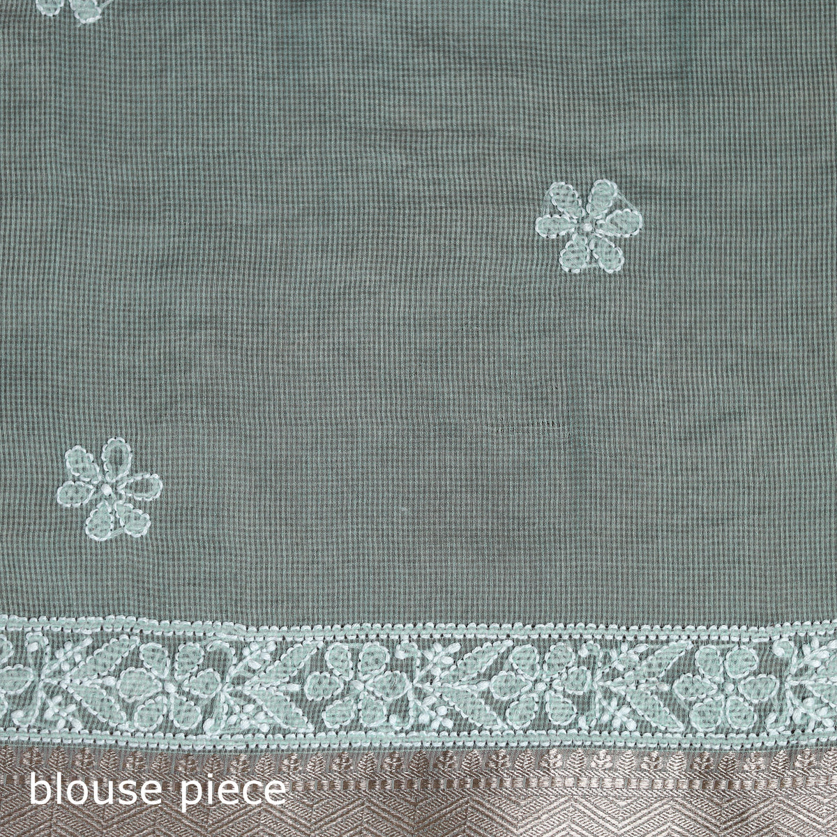 Hand Embroidered Kota Doria Cotton Lucknowi Chikankari Saree with Border 11