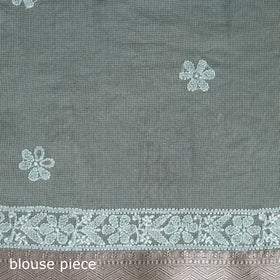 Hand Embroidered Kota Doria Cotton Lucknowi Chikankari Saree with Border 11