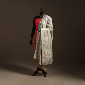 Multicolor - Bengal Hand Embroidery Patchwork Reversible Silk Kantha Dupatta 17