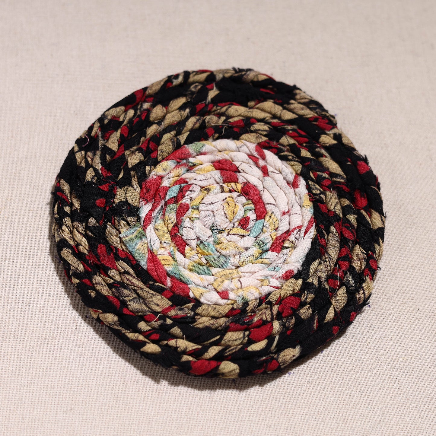 Upcycled Fabric Hand Braided Coaster 64