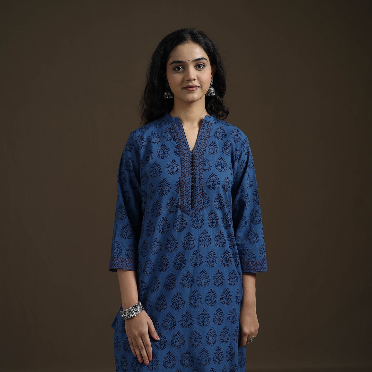 Natural Dyed Hand Block Bagh Print Cotton Suit Set with Dupatta for Women 25