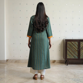 Buy Jacquard Weave Cotton Kurta with Ikat Patchwork 16 Online at iTokri.com
