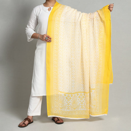 Yellow - Jaipur Printed Cotton Dupatta 47