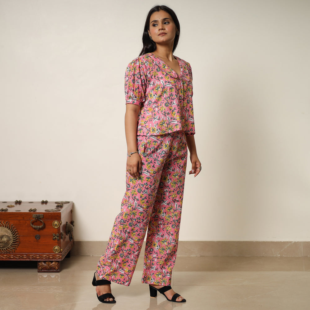 Pink - Sanganeri Block Printed Cotton Co-Ord Set 24