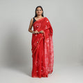 Red Elegant Tie & Dye Shibori Silk Saree Online in India