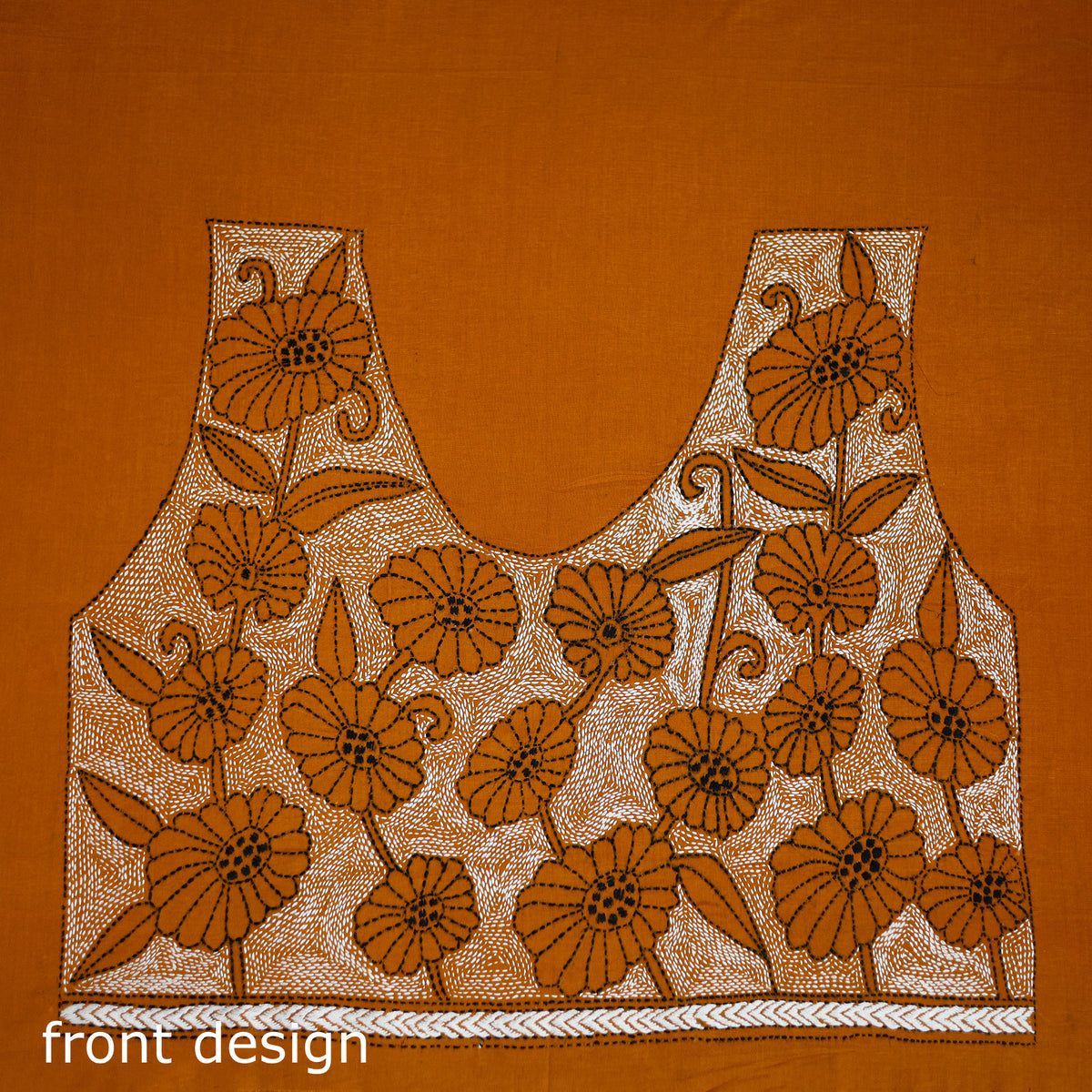 Bengal Kantha Hand Embroidered Cotton Blouse Piece 99