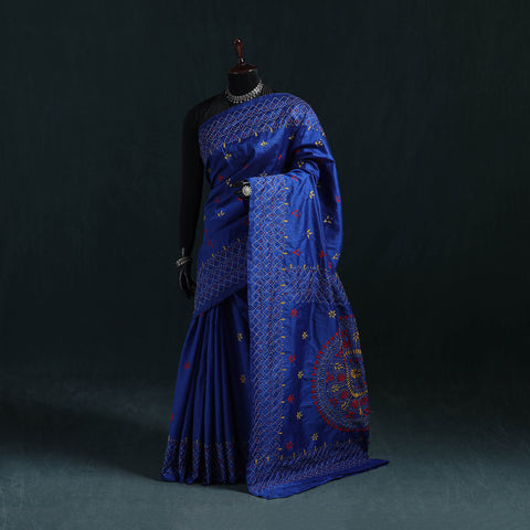 Bengal Hand Embroidery Silk Nakshi Kantha Saree 26