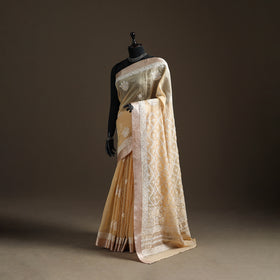 Hand Embroidered Kota Doria Cotton Lucknowi Chikankari Saree with Border 12