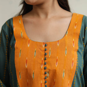 Buy Jacquard Weave Cotton Kurta with Ikat Patchwork 16 Online at iTokri.com