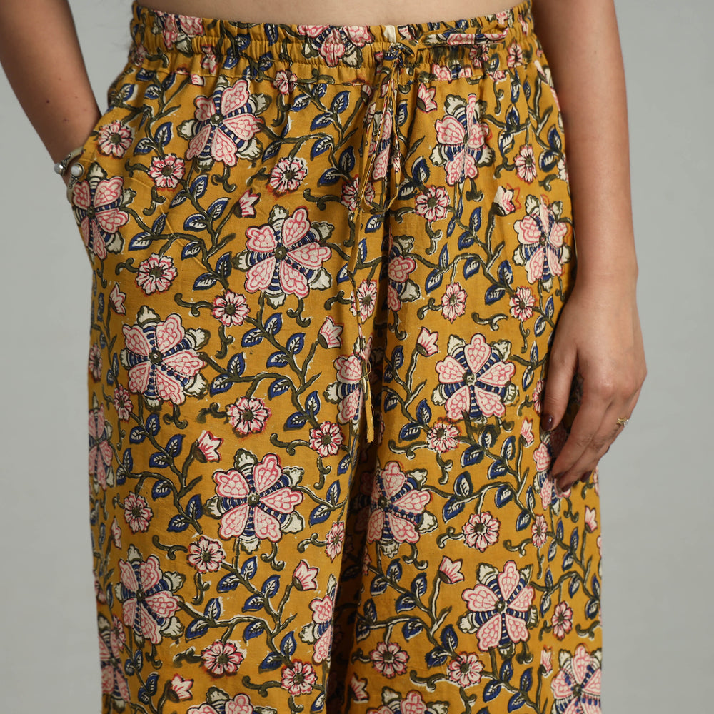 Yellow - Bagru Block Print Cotton Elasticated Harem Pant 14