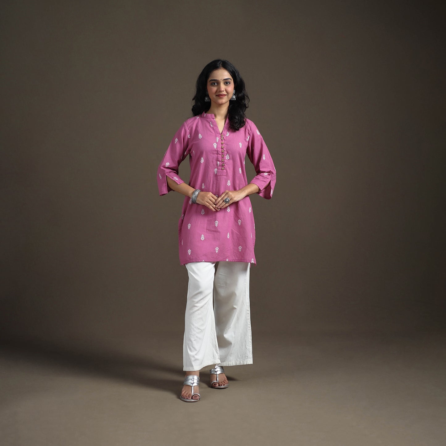 Jacquard Cotton Short Kurta for Women 17