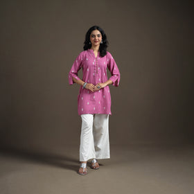 Jacquard Cotton Short Kurta for Women 17