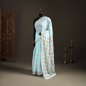 Chinon Silk Hand Embroidery Phulkari Saree 07