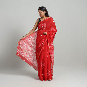 Red Elegant Tie & Dye Shibori Silk Saree Online in India