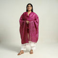 Pink Traditional Tie & Dye Tussar Silk Leheriya Dupatta