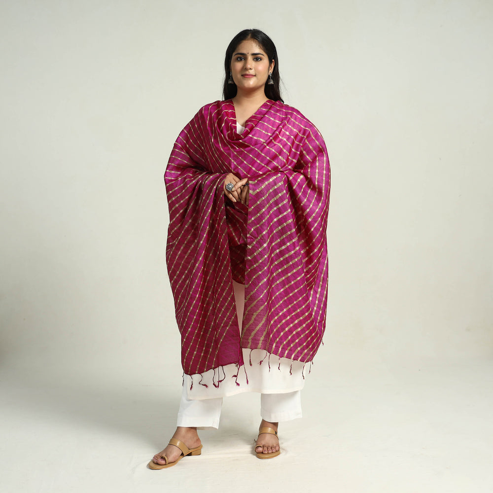 Traditional Tie & Dye Tussar Silk Leheriya Dupatta 27