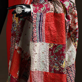 Multicolor - Bengal Hand Embroidery Patchwork Reversible Silk Kantha Dupatta 18