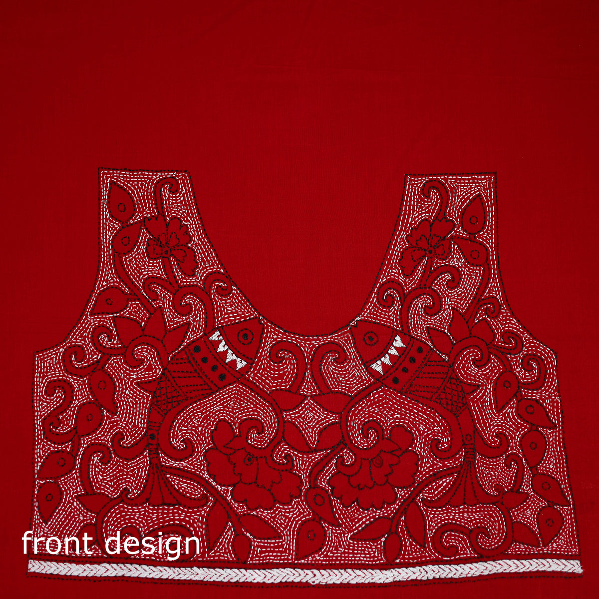 Bengal Kantha Hand Embroidered Cotton Blouse Piece 98