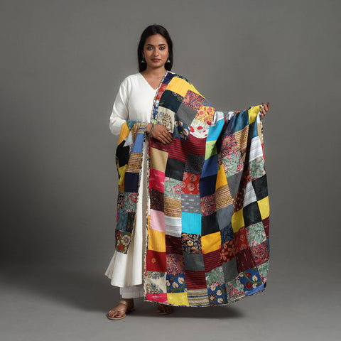 Multicolor - Reversible Block Print Cotton Patchwork Dupatta 13