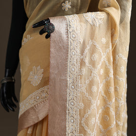 Hand Embroidered Kota Doria Cotton Lucknowi Chikankari Saree with Border 12
