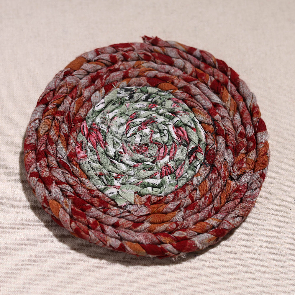 Upcycled Fabric Hand Braided Coaster 66