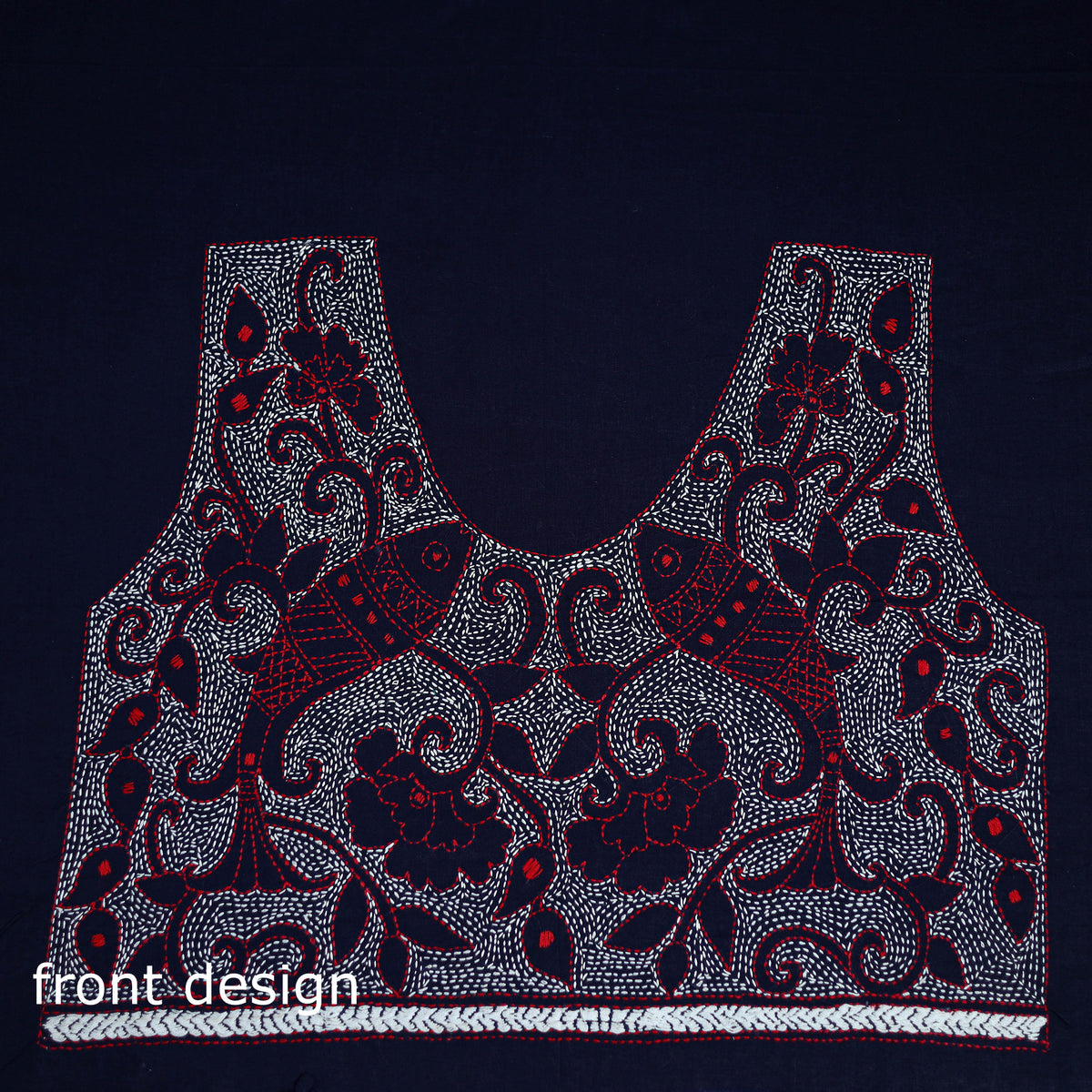 Bengal Kantha Hand Embroidered Cotton Blouse Piece 97
