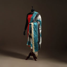 Multicolor - Bengal Hand Embroidery Patchwork Reversible Silk Kantha Dupatta 18