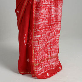 Red Elegant Tie & Dye Shibori Silk Saree Online in India