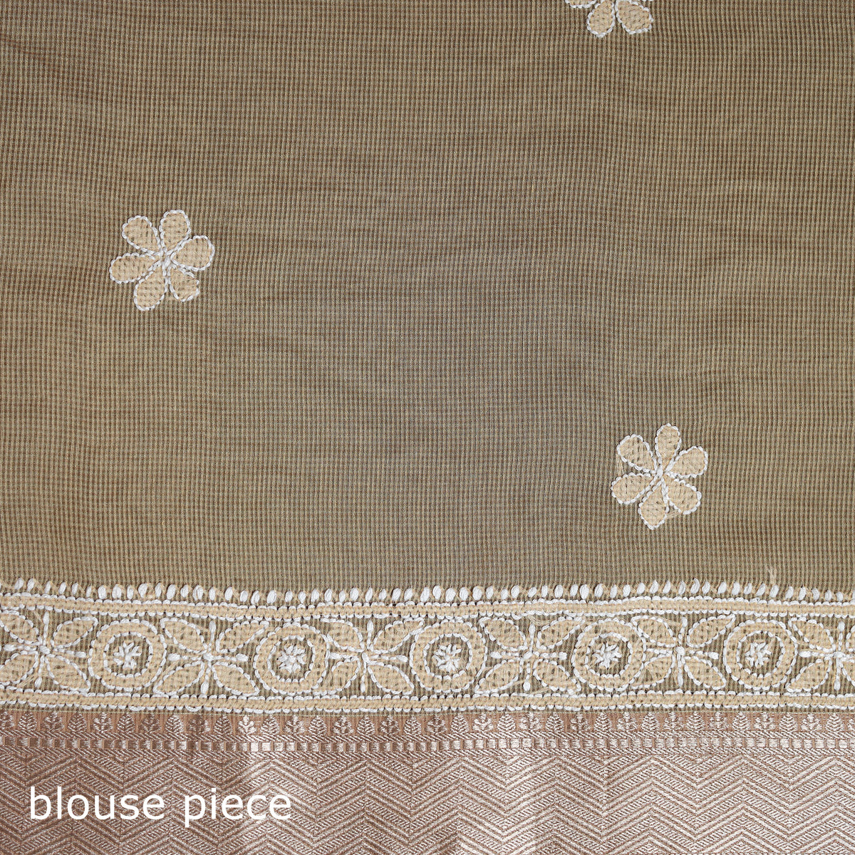 Hand Embroidered Kota Doria Cotton Lucknowi Chikankari Saree with Border 12