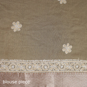 Hand Embroidered Kota Doria Cotton Lucknowi Chikankari Saree with Border 12