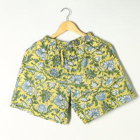 Green - sanganeri printed cotton unisex boxer/shorts