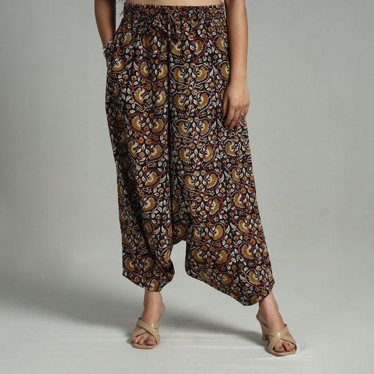 Black - Bagru Block Print Cotton Elasticated Harem Pant 08