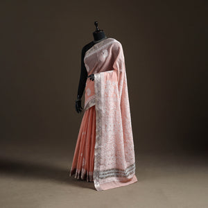 Hand Embroidered Kota Doria Cotton Lucknowi Chikankari Saree with Border 13
