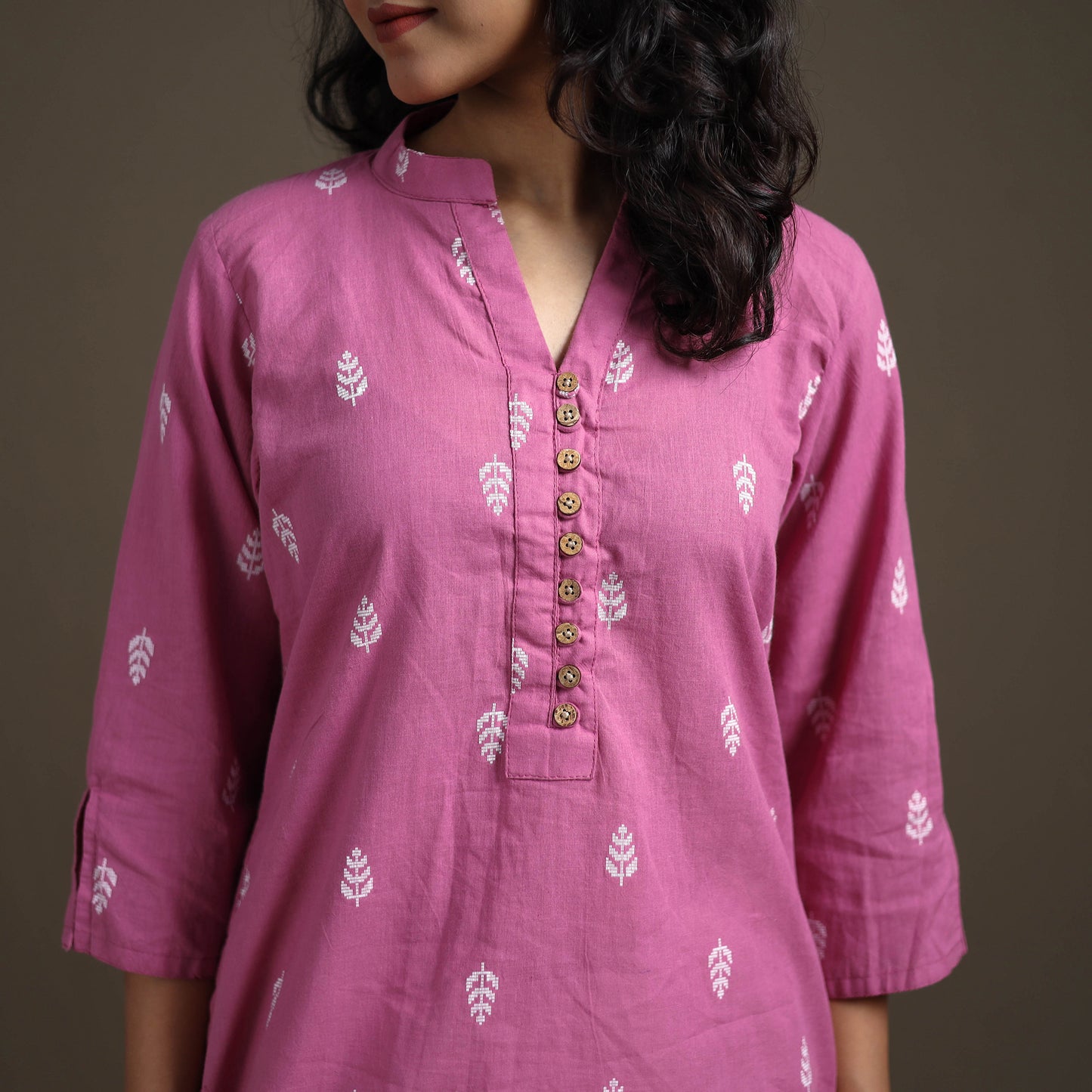 Jacquard Cotton Short Kurta for Women 17