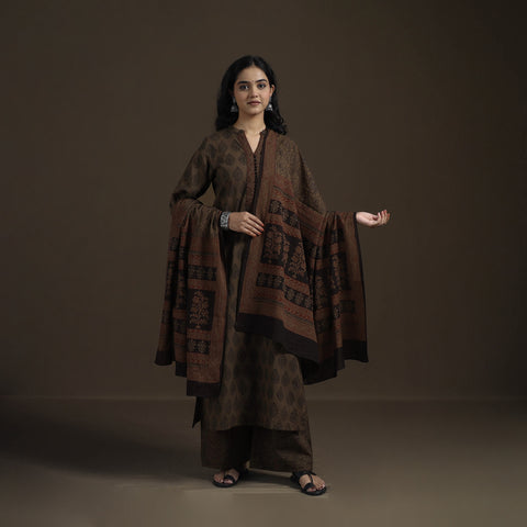 Natural Dyed Hand Block Bagh Print Cotton Suit Set with Dupatta for Women 23