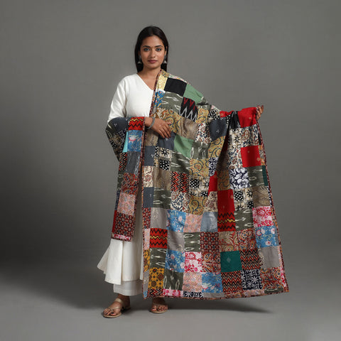 Multicolor - Reversible Block Print Cotton Patchwork Dupatta 14