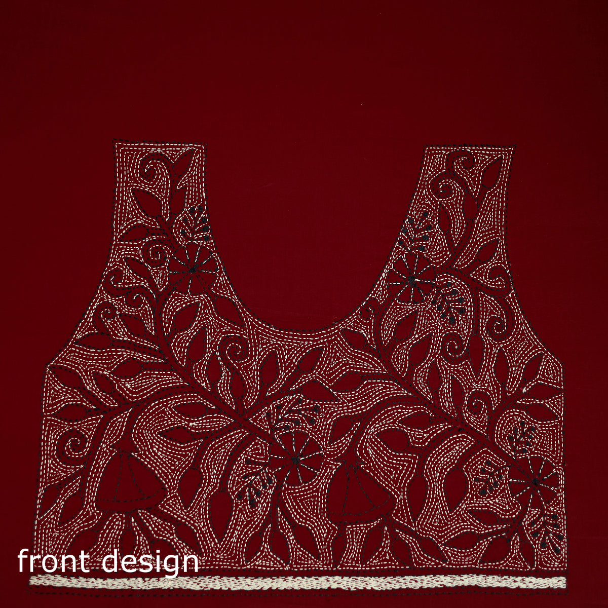 Bengal Kantha Hand Embroidered Cotton Blouse Piece 96