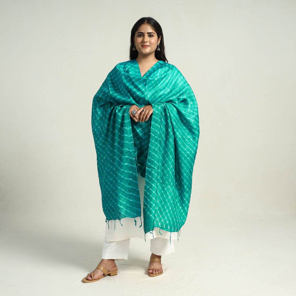 Traditional Tie & Dye Tussar Silk Leheriya Dupatta 29