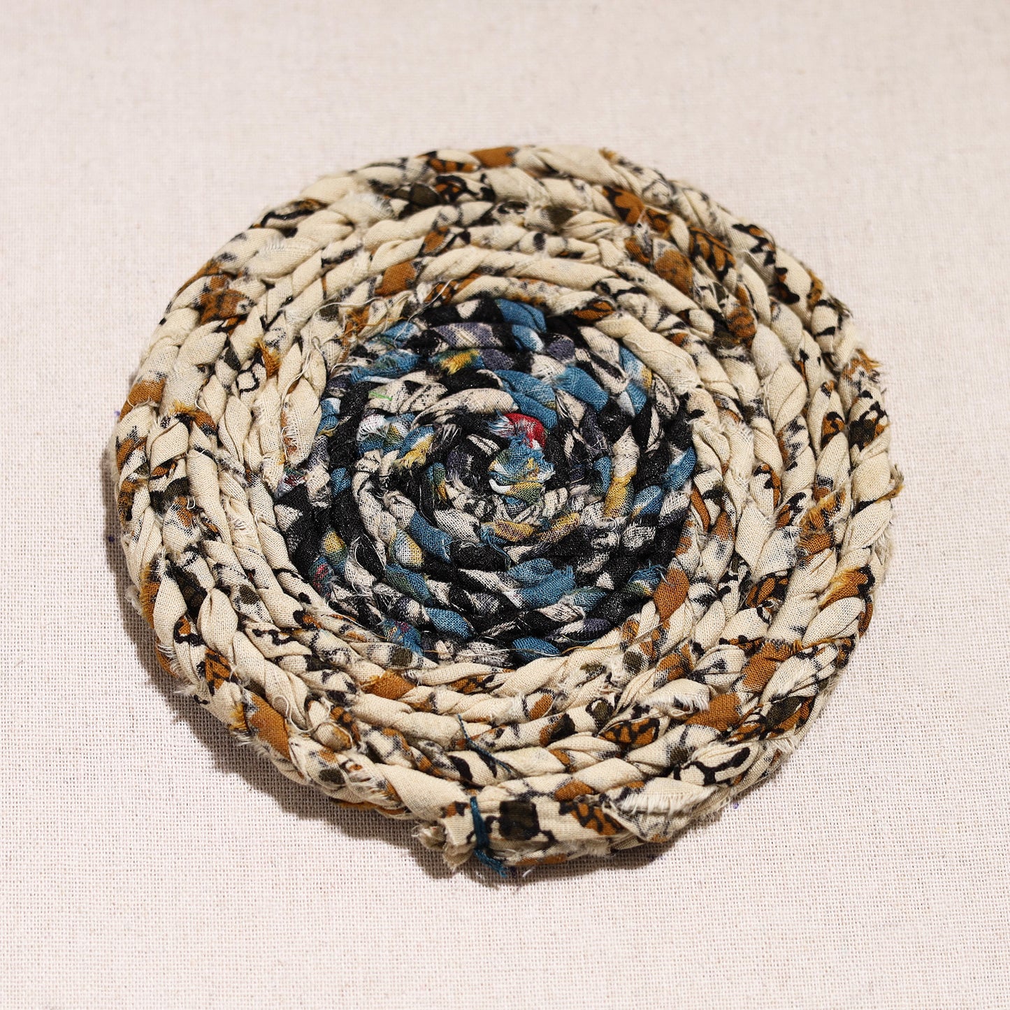 Upcycled Fabric Hand Braided Coaster 67