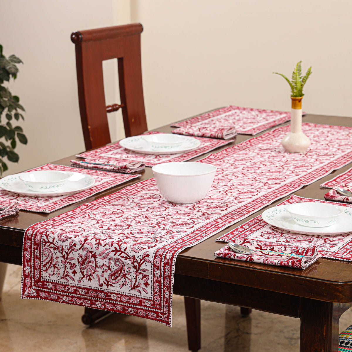 Block Printed Cotton Table Runner