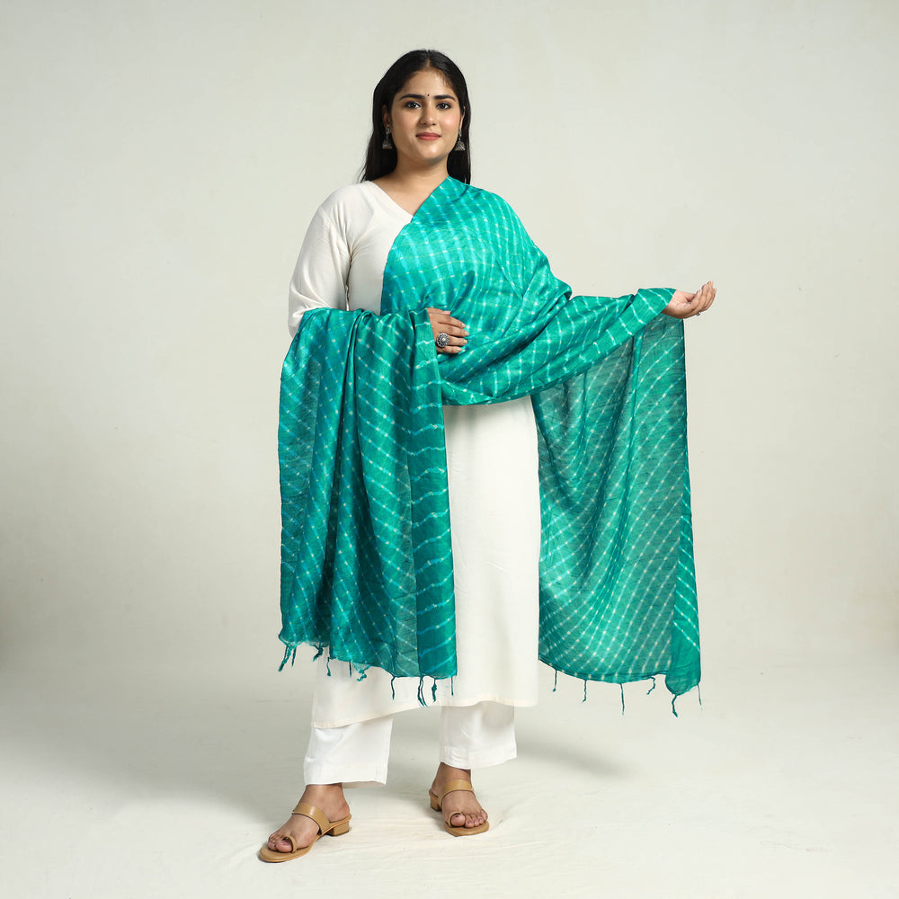 Traditional Tie & Dye Tussar Silk Leheriya Dupatta 29