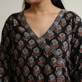 Black - Ajrakh Block Printed Cotton Straight Kurta 12